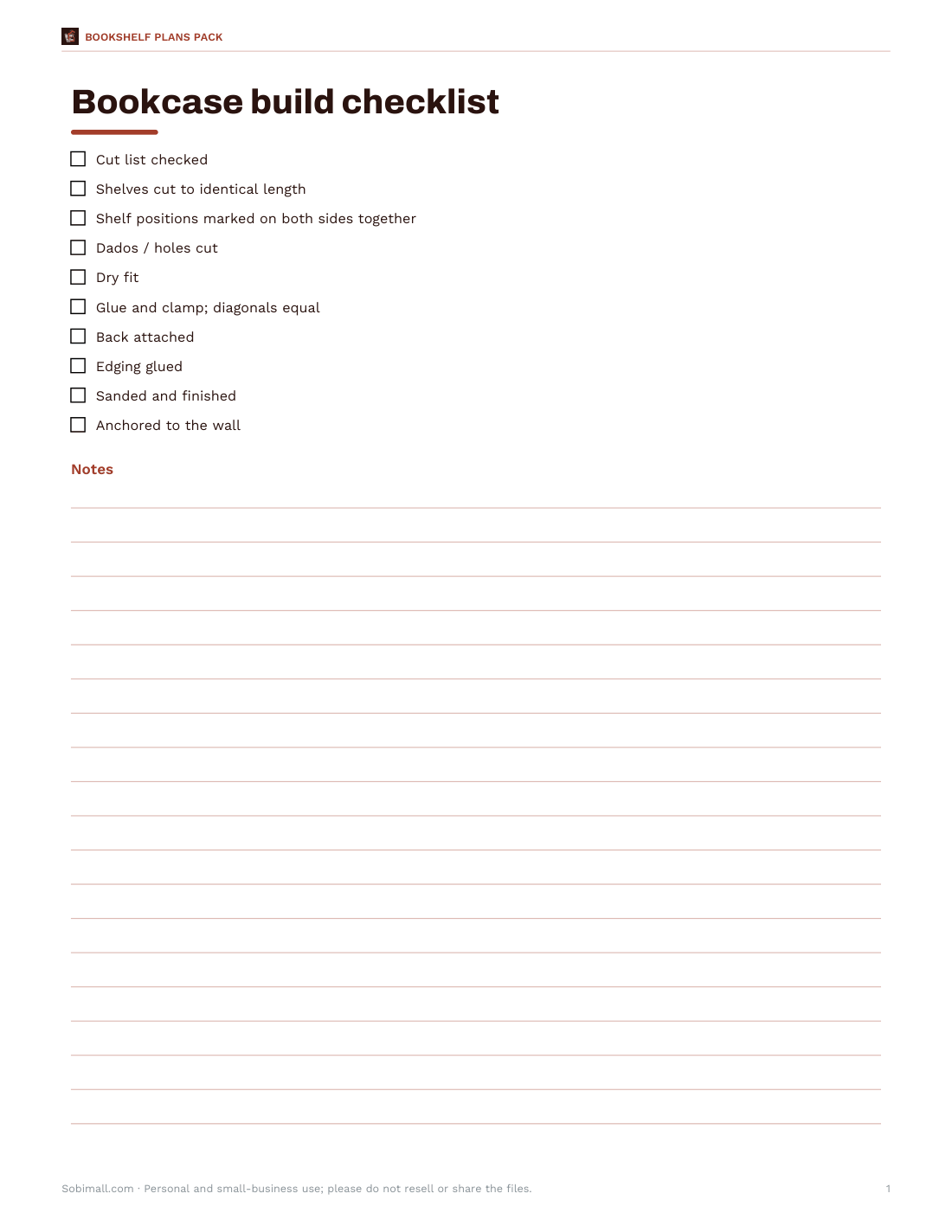 Preview of the first page of Build checklist (PDF/DOCX)